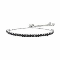 Designs By Gioelli Sterling Silver Black Spinel Lariat Bracelet