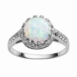 Designs By Gioelli Sterling Silver Lab-Created Opal And Lab-Created White Sapphire Crown Ring