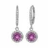 Designs By Gioelli Lab-Created Pink And White Sapphire Sterling Silver Halo Drop Earrings -Designs by Gioelli Shop unnamed file 822