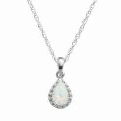 Designs By Gioelli Sterling Silver Lab-Created Opal Teardrop Pendant