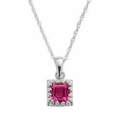 Designs By Gioelli Sterling Silver Lab-Created Ruby Square Pendant