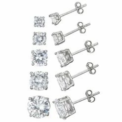Designs By Gioelli Cubic Zirconia Sterling Silver Stud Earring Set