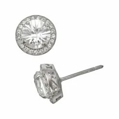 Designs By Gioelli Sterling Silver Lab-Created White Sapphire Halo Stud Earrings