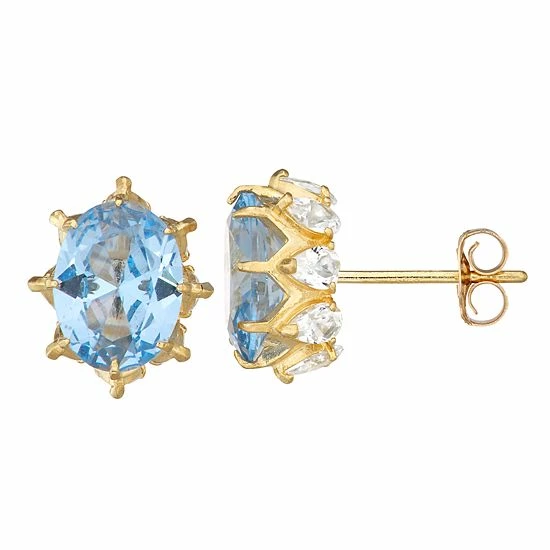 Designs By Gioelli 10k Gold Gemstone Oval Crown Stud Earrings Peridot - Image 2
