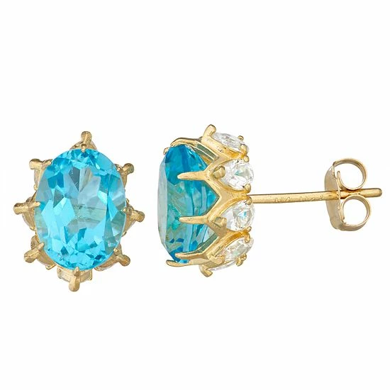 Designs By Gioelli 10k Gold Gemstone Oval Crown Stud Earrings Peridot - Image 4