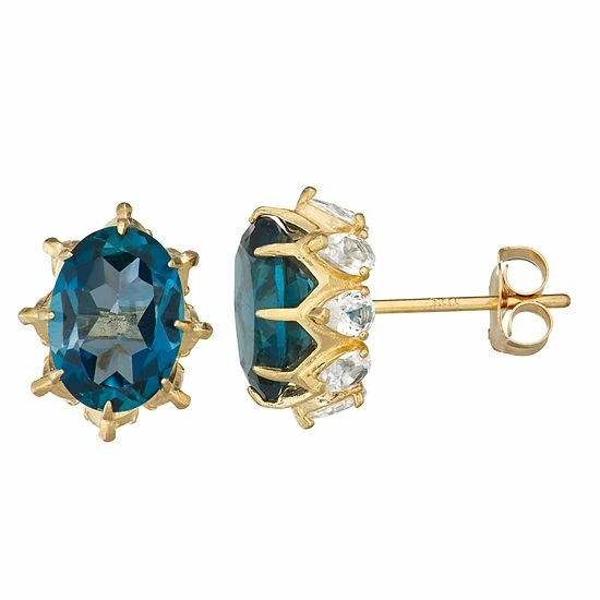 Designs By Gioelli 10k Gold Gemstone Oval Crown Stud Earrings Peridot - Image 7