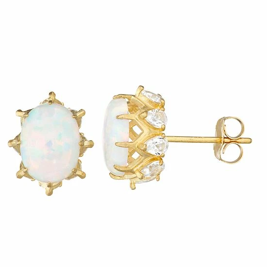 Designs By Gioelli 10k Gold Gemstone Oval Crown Stud Earrings Peridot - Image 10