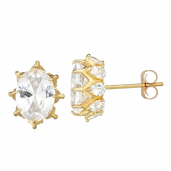 Designs By Gioelli 10k Gold Gemstone Oval Crown Stud Earrings Peridot - Image 11