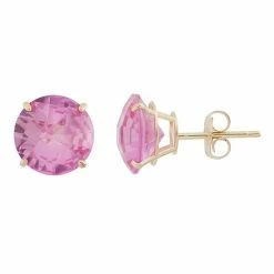 Designs By Gioelli Lab-Created Pink Sapphire 10k Gold Stud Earrings