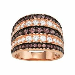 Designs By Gioelli 14k Rose Gold Plated Silver Mocha Cubic Zirconia Multi Row Ring
