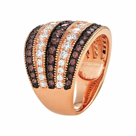 Designs By Gioelli 14k Rose Gold Plated Silver Mocha Cubic Zirconia Multi Row Ring 4 Designs By Gioelli 14k Rose Gold Plated Silver Mocha Cubic Zirconia Multi Row Ring - Image 2