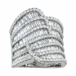 Designs By Gioelli Sterling Silver Cubic Zirconia Multi-Row Ring