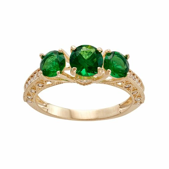 Designs by Gioelli 10k Gold Simulated Emerald & Lab-Created White Sapphire 3-Stone Ring Designs By Gioelli 10k Gold Simulated Emerald & Lab-Created White Sapphire 3-Stone Ring -Designs by Gioelli Shop unnamed file 95
