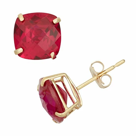 Designs By Gioelli Lab-Created Ruby 10k Gold Stud Earrings 3 Designs By Gioelli Lab-Created Ruby 10k Gold Stud Earrings