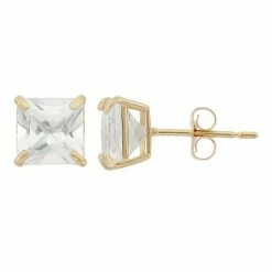 Designs By Gioelli Lab-Created White Sapphire 10k Gold Stud Earrings