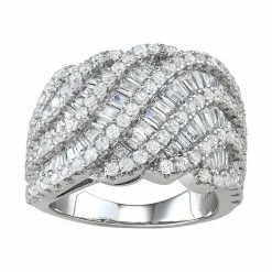 Designs By Gioelli Sterling Silver Cubic Zirconia Layered Wave Ring