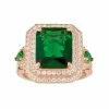 Designs By Gioelli 14k Rose Gold Over Silver Simulated Emerald & Lab-Created White Sapphire Halo Ring -Designs by Gioelli Shop unnamed file 964