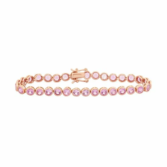 Designs By Gioelli 14k Rose Gold Over Silver Lab-Created Pink Sapphire Tennis Bracelet 3 Designs By Gioelli 14k Rose Gold Over Silver Lab-Created Pink Sapphire Tennis Bracelet