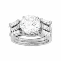 Designs By Gioelli Cubic Zirconia Engagement Ring Set In Sterling Silver