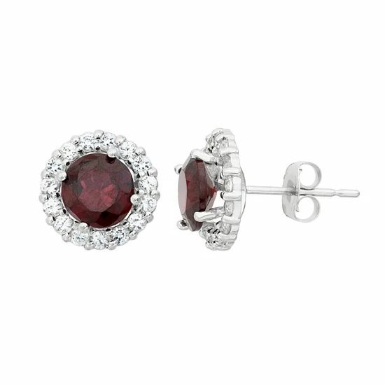 Designs by Gioelli Garnet & White Topaz 10k White Gold Halo Stud Earrings Designs By Gioelli Garnet & White Topaz 10k White Gold Halo Stud Earrings -Designs by Gioelli Shop unnamed file 992