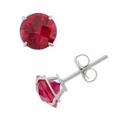 Designs By Gioelli Lab-Created Ruby 10k White Gold Stud Earrings